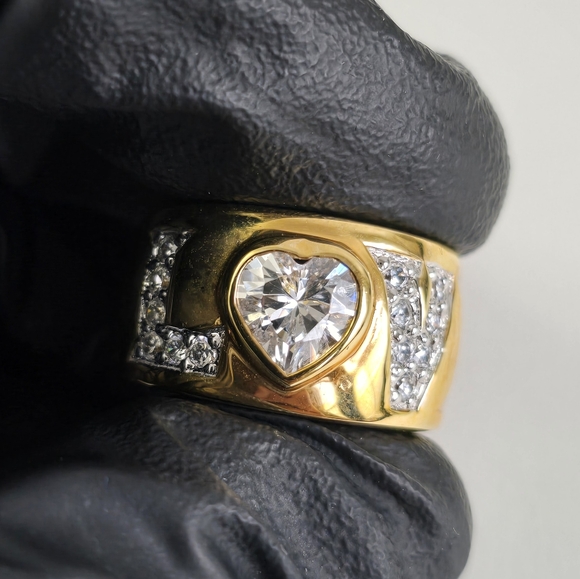 Jewelry - Watch Video / “Heart of Elegance” Sterling Silver 925 Gold-Plated Ring